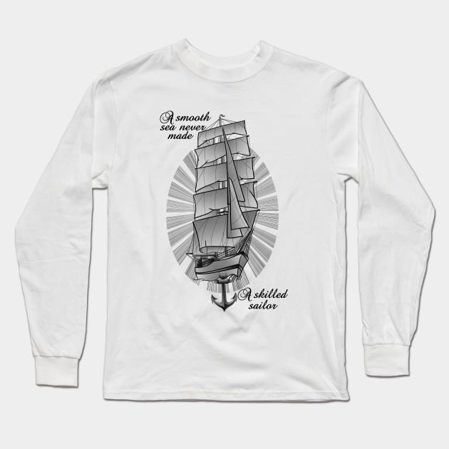 Sailing Ship Tattoo Long Sleeve T-Shirt by mailboxdisco